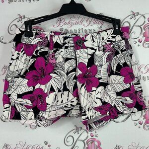 Tori Richard shorts mini flower pop art Floral Shorts in Pink and Black